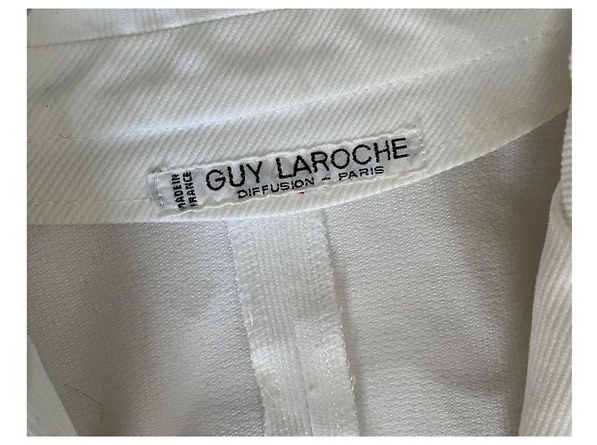Blazer largo 70/80s Guy Laroche 38/40 de pana mezclada de algodón blanco - vista 4