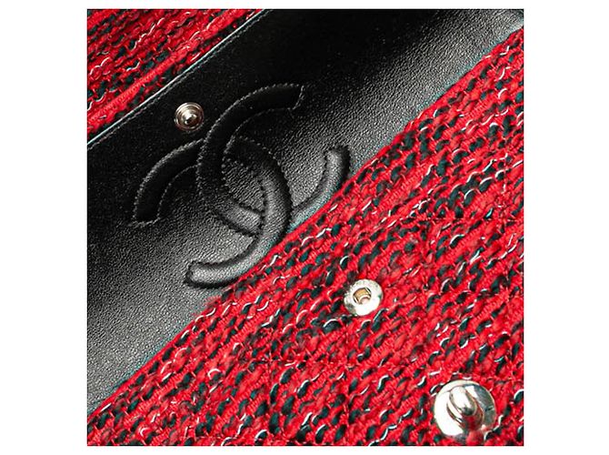 Chanel Rosso Medio Tweed Charm Trecce Doppio Flap - vista 10