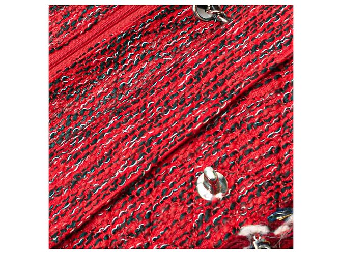 Chanel Rosso Medio Tweed Charm Trecce Doppio Flap - vista 11