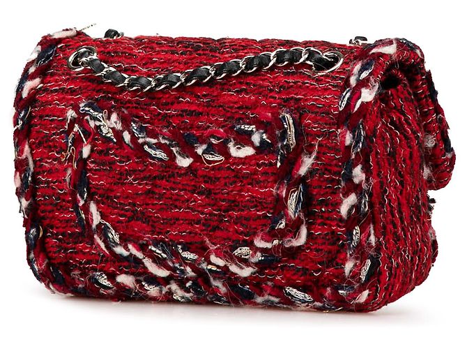 Chanel Rosso Medio Tweed Charm Trecce Doppio Flap - vista 2