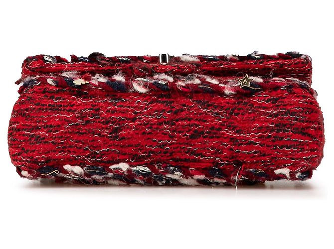 Chanel Rosso Medio Tweed Charm Trecce Doppio Flap - vista 3