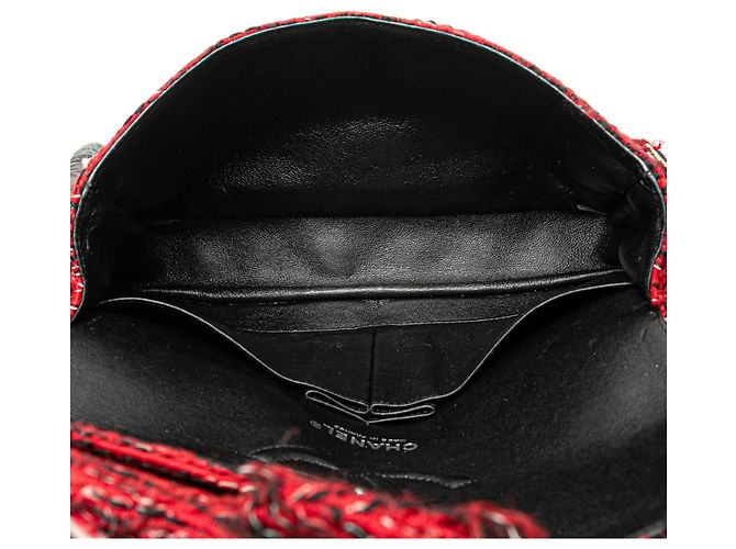 Chanel Rosso Medio Tweed Charm Trecce Doppio Flap - vista 4
