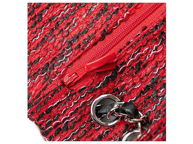 Chanel Rosso Medio Tweed Charm Trecce Doppio Flap - vista 8