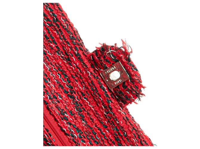 Chanel Rosso Medio Tweed Charm Trecce Doppio Flap - vista 9