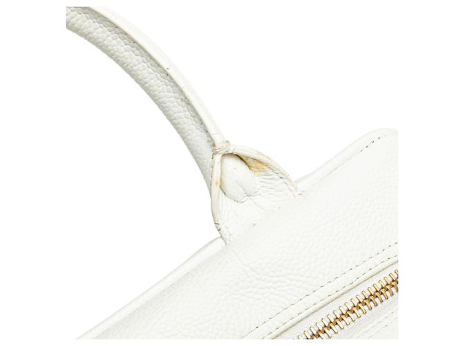 Borsa da bowling Chanel White CC in caviar trapuntato Bianco - vista 11