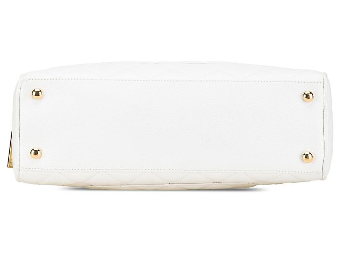 Borsa da bowling Chanel White CC in caviar trapuntato Bianco - vista 3