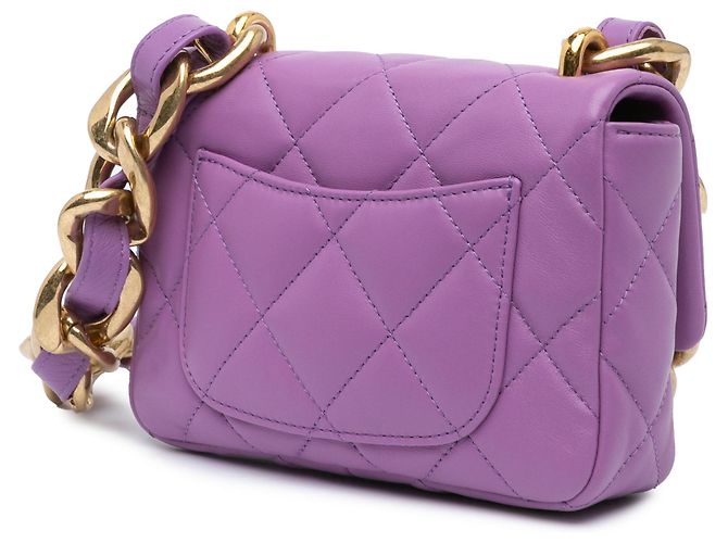 Chanel Mini Borsa in Pelle di Agnello Trapuntata Viola Funky Town Porpora - vista 2