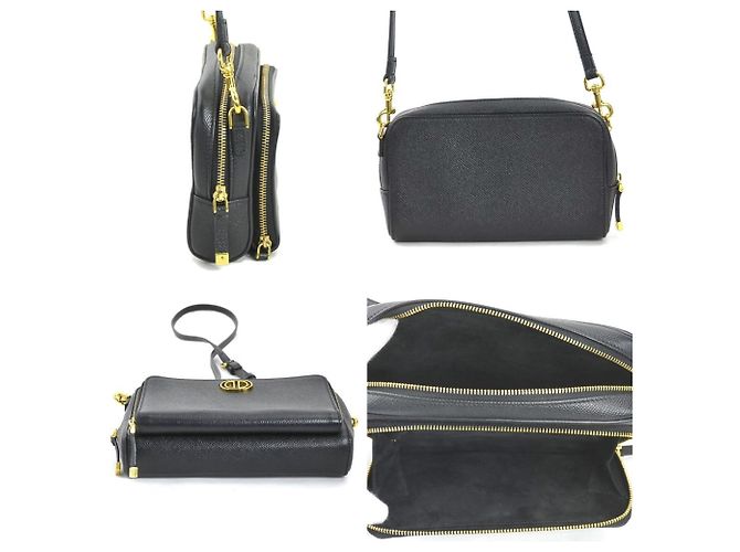 Borsa a spalla in pelle nera Christian Dior Nero - vista 2