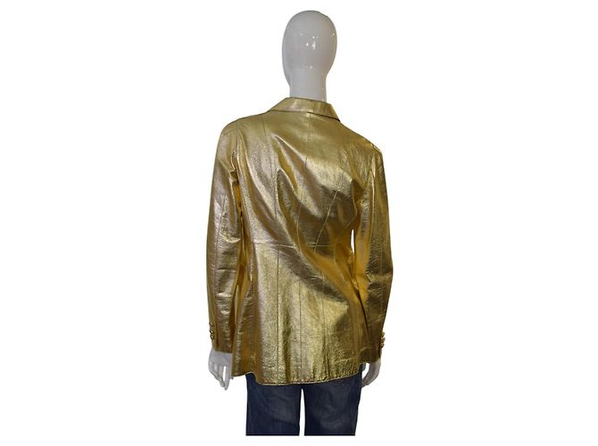 Moschino Cheap And Chic Blazer Moschino Cheap & Chic de cuero dorado - vista 2