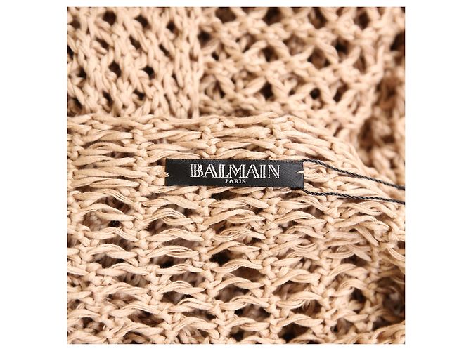Abito maxi all'uncinetto Balmain in cotone marrone - vista 4