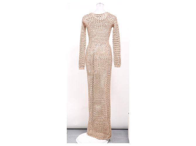 Abito maxi all'uncinetto Balmain in cotone marrone - vista 8