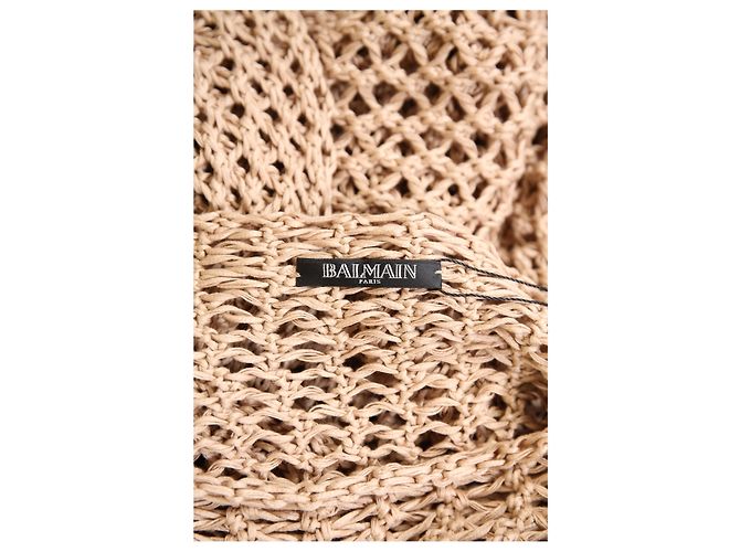 Abito maxi all'uncinetto Balmain in cotone marrone - vista 9
