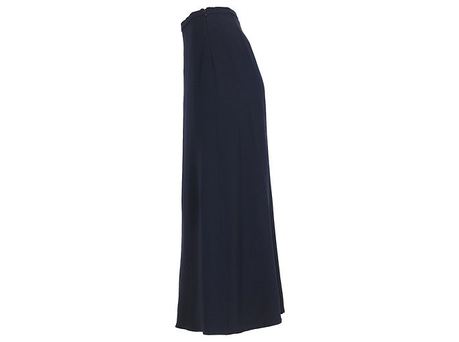 Gonna maxi a balze Max Mara in lana blu navy - vista 2