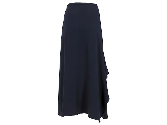 Gonna maxi a balze Max Mara in lana blu navy - vista 3