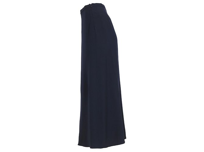 Gonna maxi a balze Max Mara in lana blu navy - vista 6