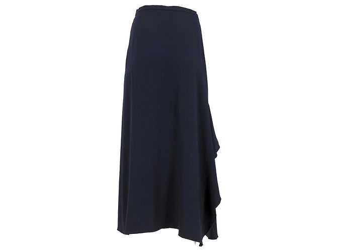 Gonna maxi a balze Max Mara in lana blu navy - vista 7