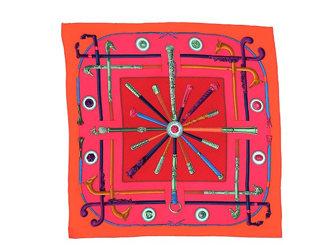 Foulard Quadrato Cannes e Pommeaux di Hermès in seta multicolore - vista 11