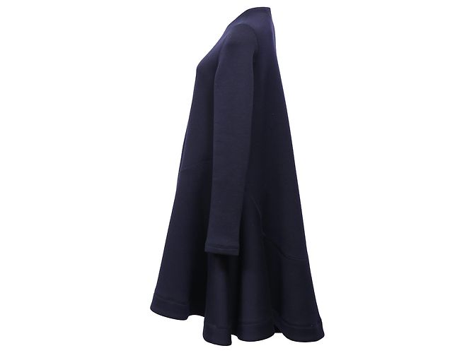 Abito midi svasato con zip Dior in poliestere blu navy - vista 2