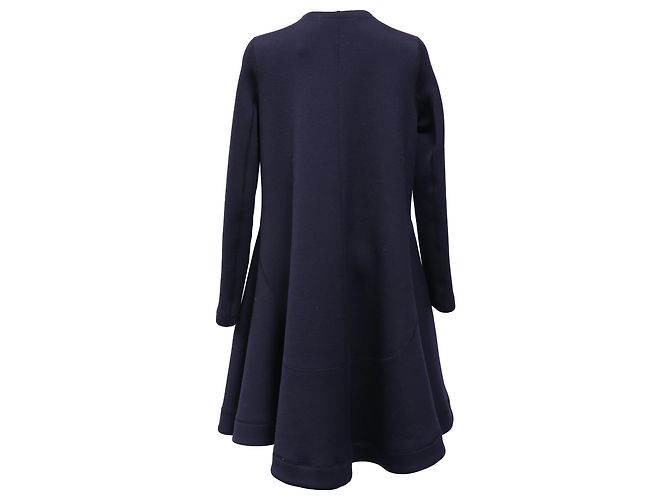 Abito midi svasato con zip Dior in poliestere blu navy - vista 3