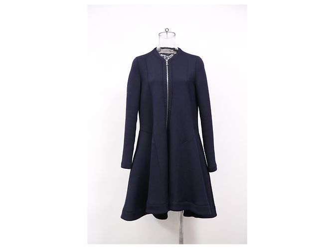 Abito midi svasato con zip Dior in poliestere blu navy - vista 6