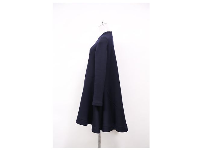 Abito midi svasato con zip Dior in poliestere blu navy - vista 7