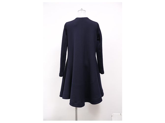 Abito midi svasato con zip Dior in poliestere blu navy - vista 8