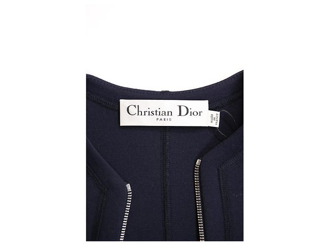 Abito midi svasato con zip Dior in poliestere blu navy - vista 9