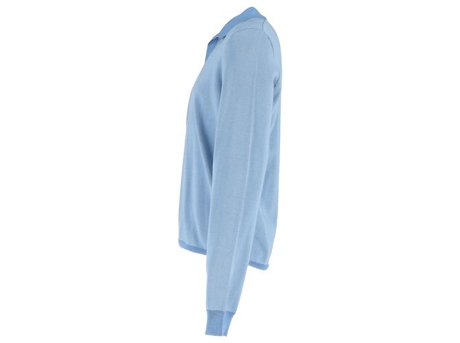 Autre Marque M. P. Pull en coton bleu à col ouvert texturé - vue 2