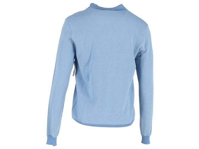 Autre Marque M. P. Pull en coton bleu à col ouvert texturé - vue 3