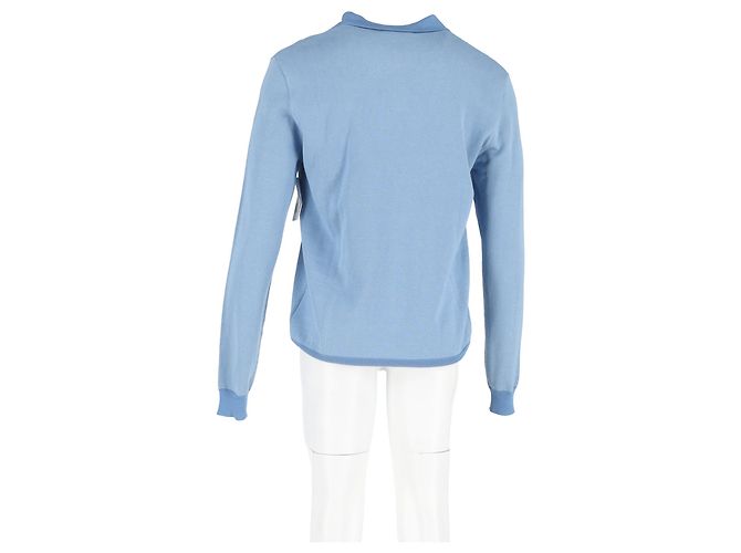 Autre Marque M. P. Pull en coton bleu à col ouvert texturé - vue 6