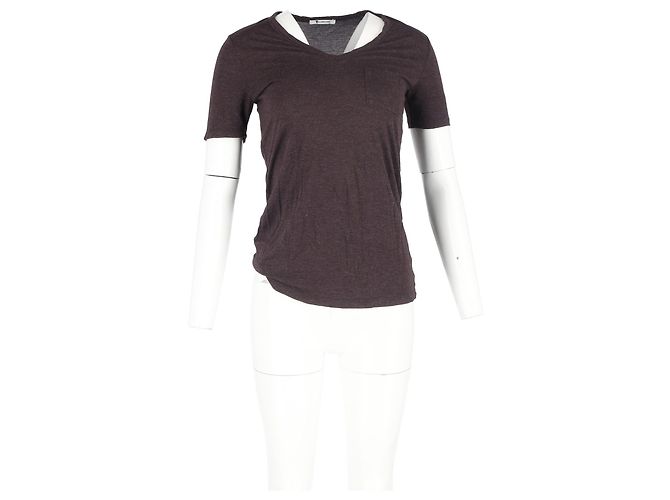 Camiseta con bolsillo Alexander Wang en algodón marrón Castaño Roja - vista 4