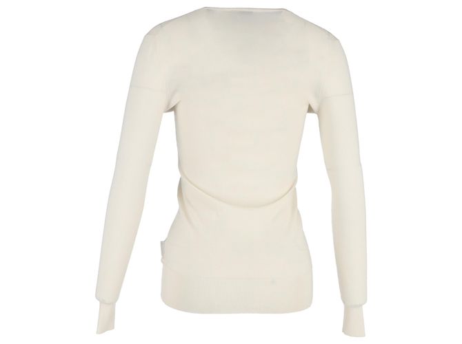 Moncler Knopf-Cardigan aus cremefarbener Wolle Weiß Roh - Ansicht 3