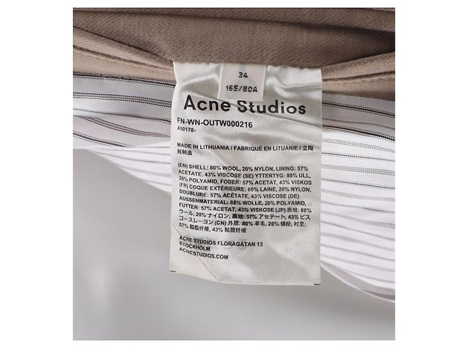 Abrigo peacoat de un solo botón con bolsillos en lana rosa de Acne Studios Castaño - vista 10