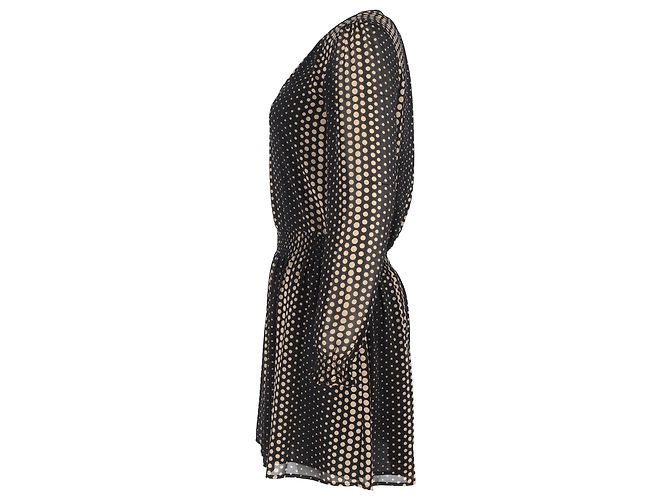 Schwarz Polyester Aralia Smocked Waist Polka Dot Georgette Kleid von Michael Michael Kors - Ansicht 2