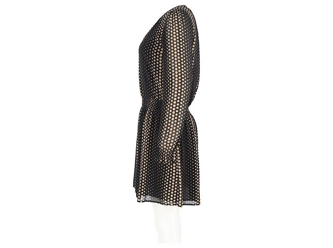 Schwarz Polyester Aralia Smocked Waist Polka Dot Georgette Kleid von Michael Michael Kors - Ansicht 5
