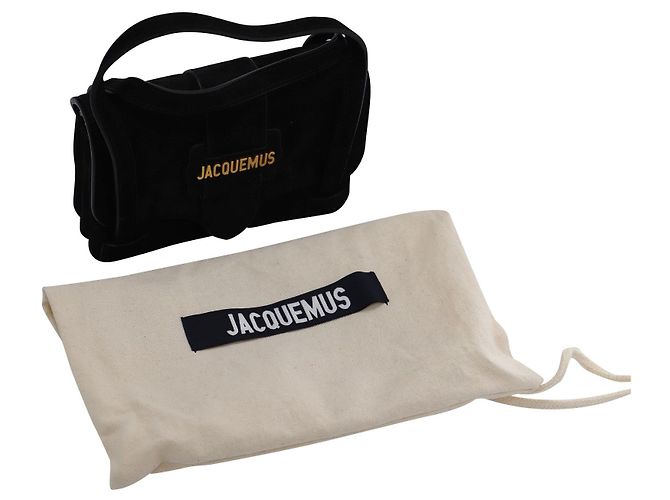 Jacquemus Le Sac Minho Mini Borsa in Nubuck in Pelle Scamosciata Nera Nero - vista 4