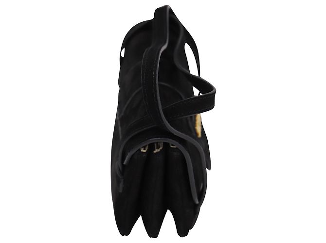 Jacquemus Le Sac Minho Mini Borsa in Nubuck in Pelle Scamosciata Nera Nero - vista 7