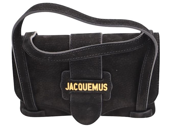 Jacquemus Le Sac Minho Mini Borsa in Nubuck in Pelle Scamosciata Nera Nero - vista 8
