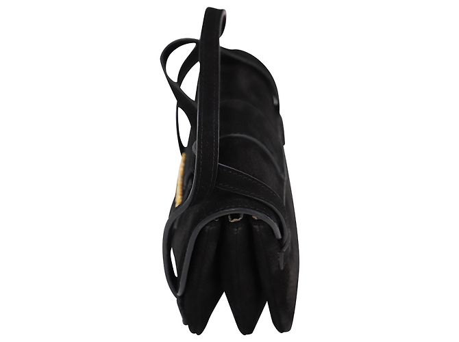 Jacquemus Le Sac Minho Mini Borsa in Nubuck in Pelle Scamosciata Nera Nero - vista 9