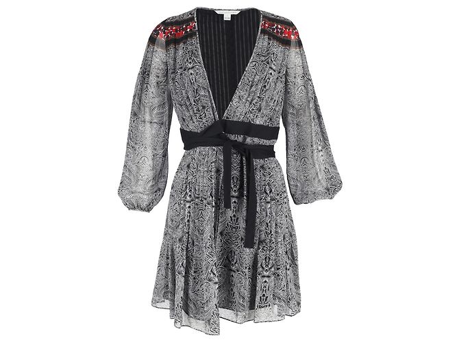 Abito avvolgente Bianka in seta multicolore di Diane von Furstenberg Nero - vista 2