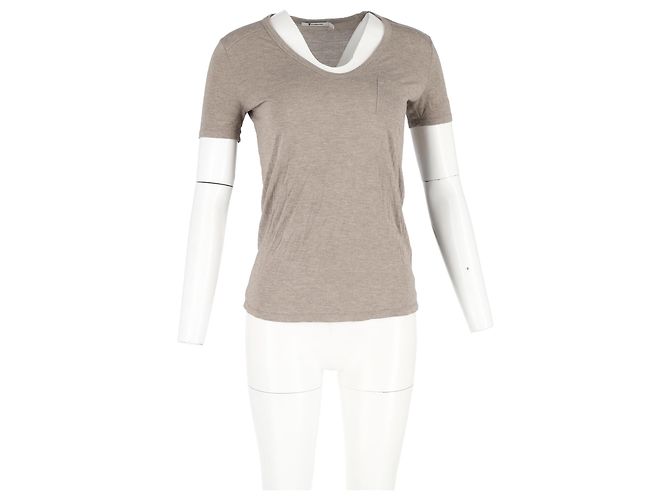 Camiseta de cuello redondo con bolsillo en algodón marrón de Alexander Wang Castaño Roja - vista 4