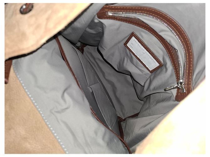 Zaino multi-tasche Brunello Cucinelli in suede marrone - vista 12
