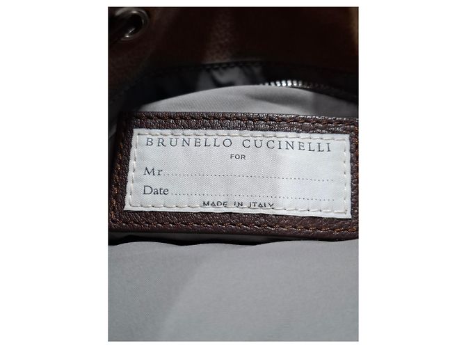 Zaino multi-tasche Brunello Cucinelli in suede marrone - vista 14