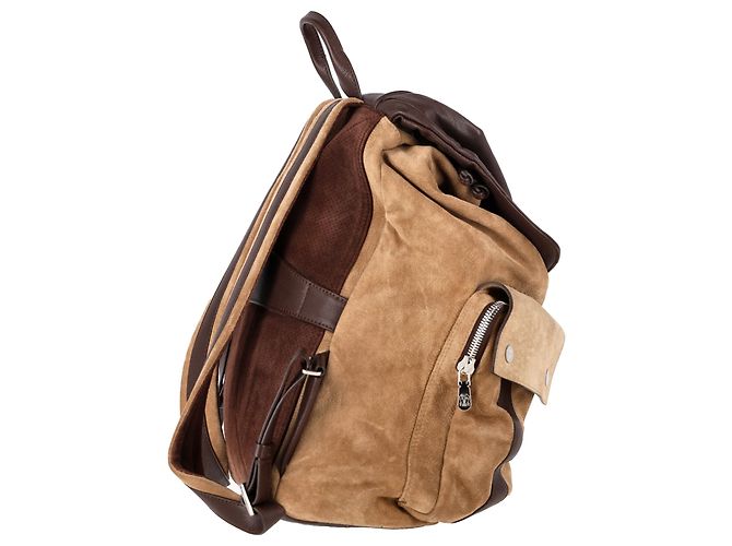 Zaino multi-tasche Brunello Cucinelli in suede marrone - vista 2