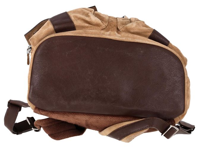 Zaino multi-tasche Brunello Cucinelli in suede marrone - vista 4