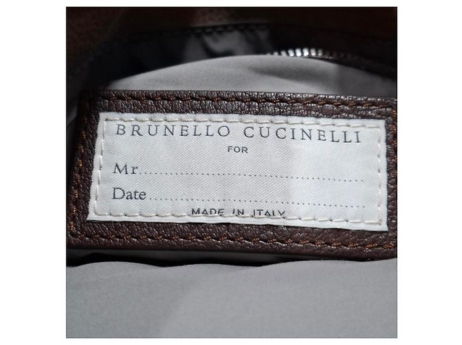 Zaino multi-tasche Brunello Cucinelli in suede marrone - vista 7
