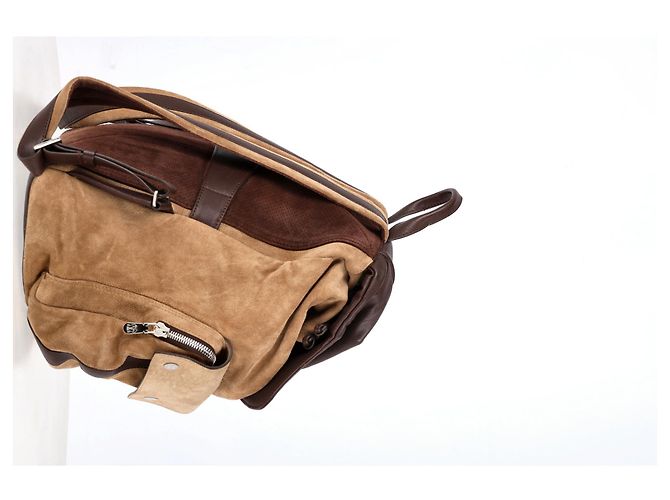Zaino multi-tasche Brunello Cucinelli in suede marrone - vista 9