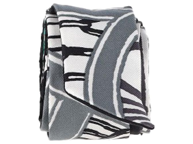 Foulard Twilly Hermès Twillon Jeu De Soie Grigio Nero in Seta Multicolore - vista 2