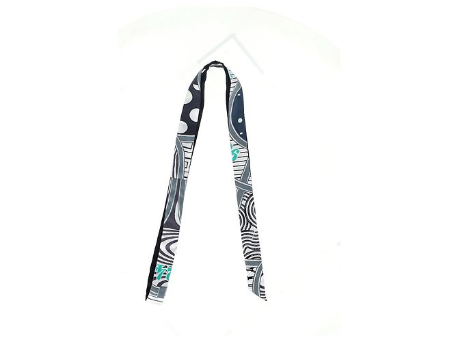 Foulard Twilly Hermès Twillon Jeu De Soie Grigio Nero in Seta Multicolore - vista 4