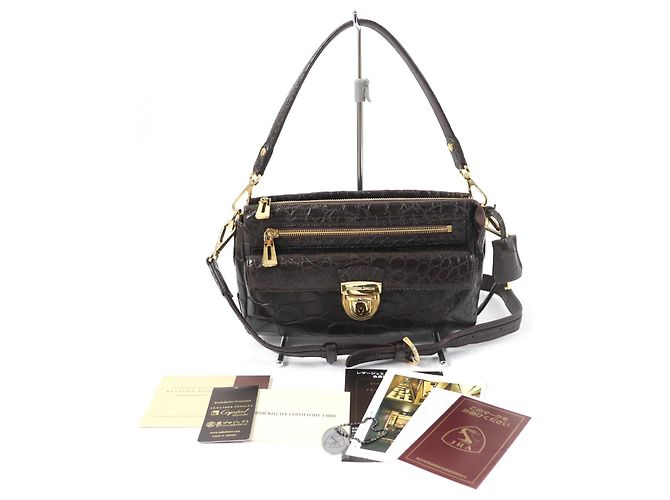 Autre Marque Borsa a spalla 2WAY in pelle di coccodrillo Marrone - vista 2